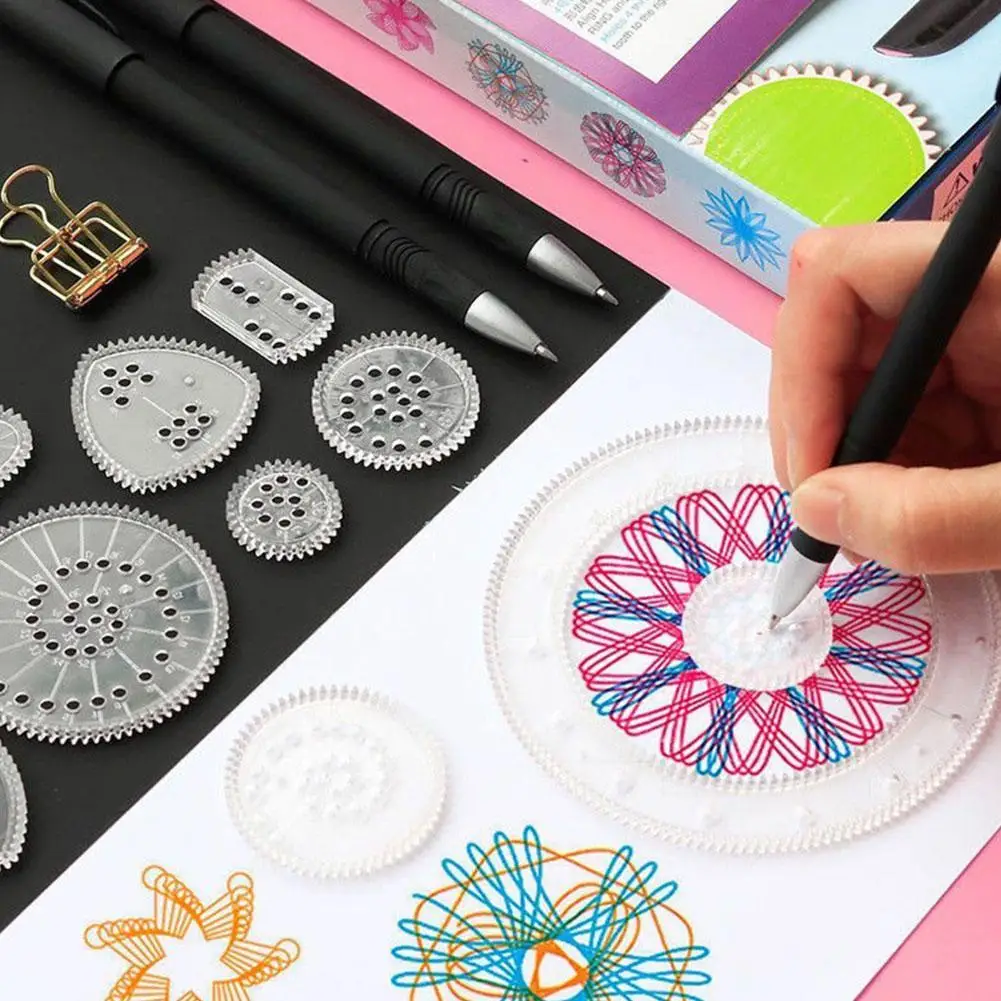 22Pcs Drawing Ruler Toys Set Learning Educational Toys for Children Interlocking Gears Wheels Drawing Accessories