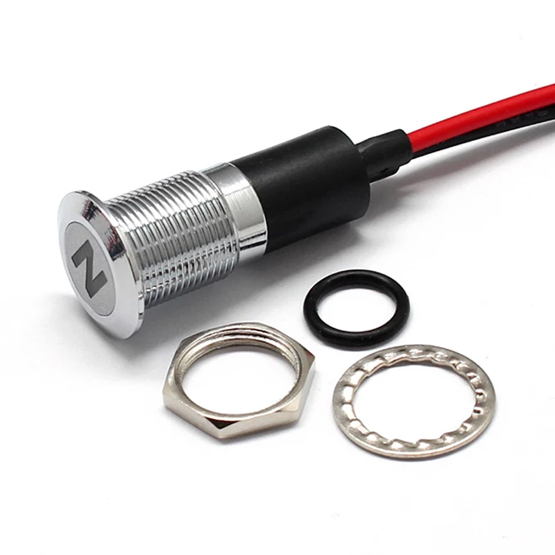 12 ミリメートル防水ランプ FILN 12V LED カーボート LED 警告ダッシュボード信号灯計器パイロットライトブラッククローム仕上げ