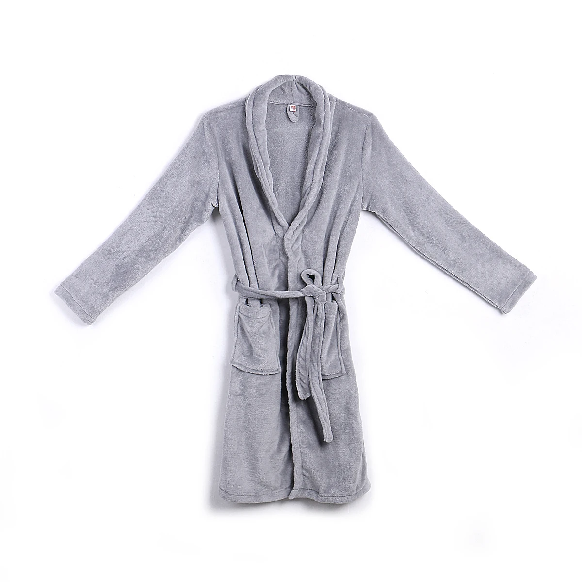 Casaul Men's Plush Shawl BathRobes with Sashes Men Soft Long Sleeve 2 Side Pockets Cloak Winter Solid Warm Dressing Gown M-XXL
