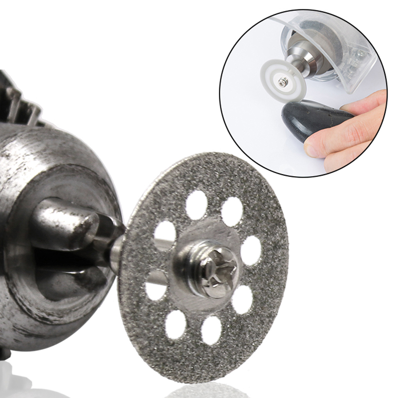 New Hot Sale 10Pcs 22mm Mini Sharp Diamond Cut Off Rotary Tool Cutting Disc Disks DIY Tools Accessories For Dremel with 2Pcs rod