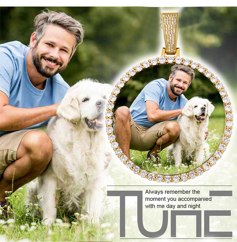 Unisex Round Memory Medallions Pendant Custom Photo For Men Hip Hop Jewelry