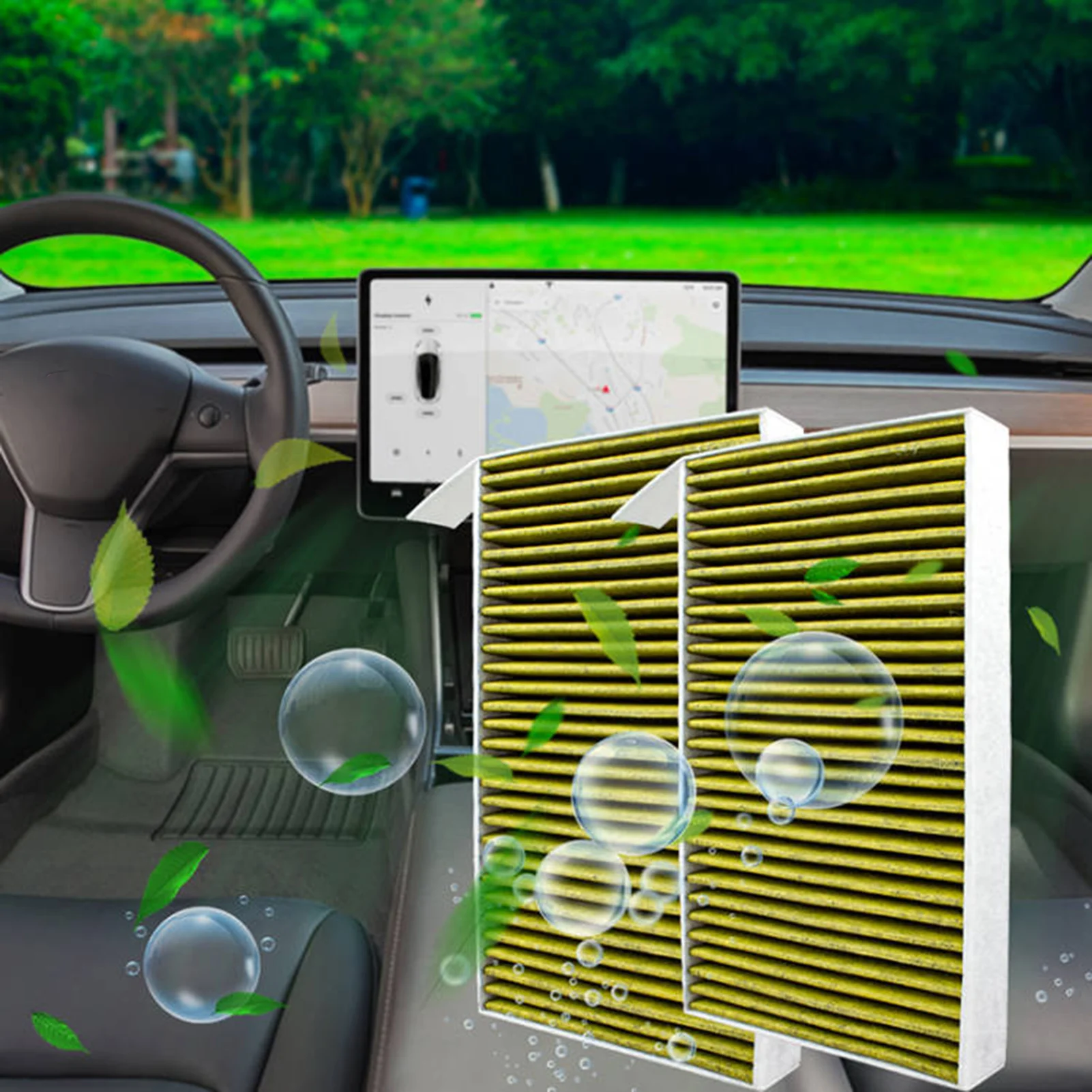 Filtro de ar para carro, 2 pacotes, filtro de cabine de ar condicionado com substituição de carvão ativado para tesla modelo 3 modelo y 3o modelo3