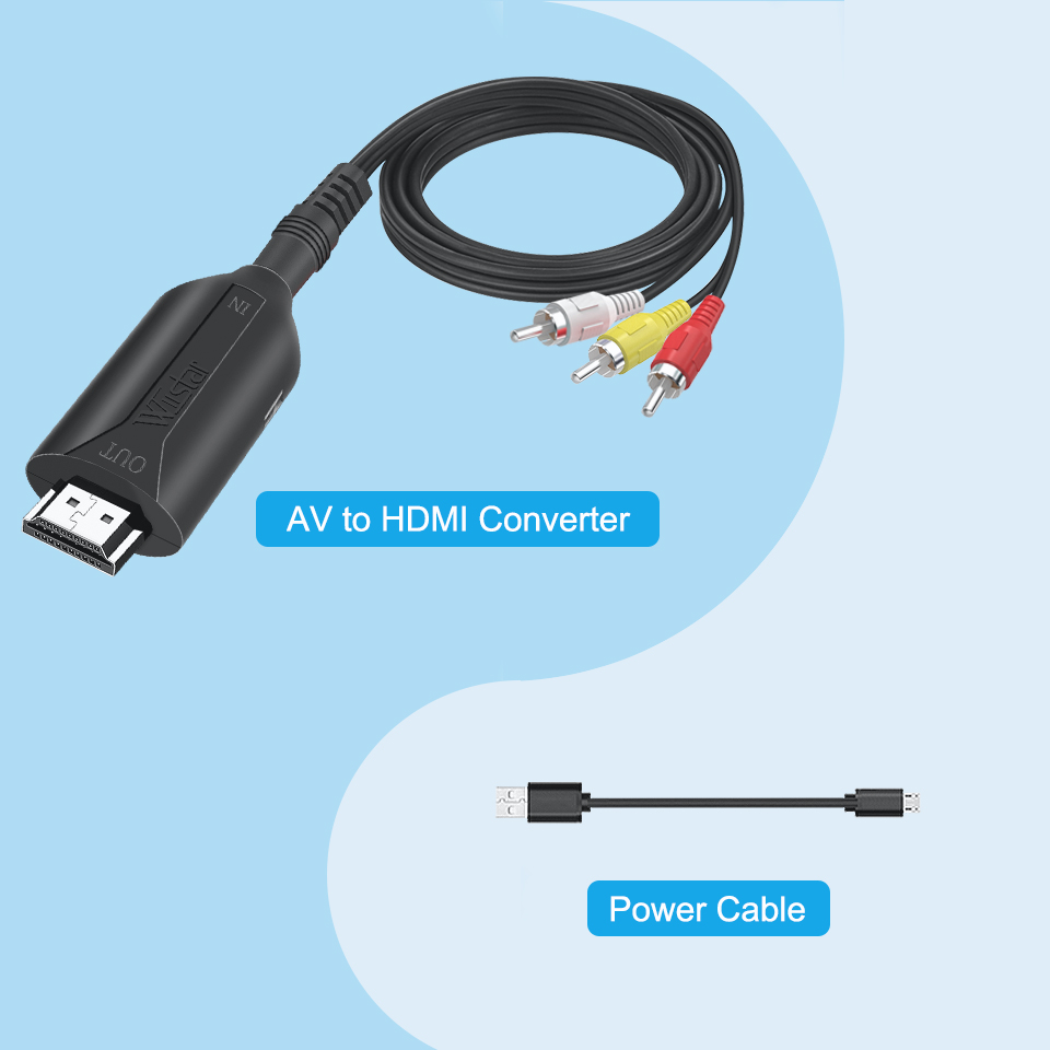 AV-HDMI互換コンポジットアダプターコンバーター,1080p,RCA,AV-HDMI,AV2HDMI,TVアダプター,PS3, PS4, PC, DVD, Xbox,マイクロケーブル付きプロジェクター