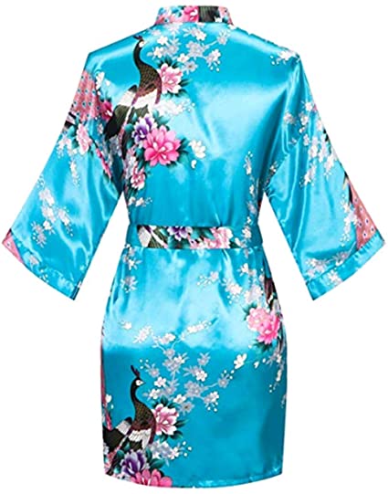 Satynowy jedwabny damski szlafrok ślubny dla druhny Seksowny szlafrok z nadrukiem żurawia Krótka długa suknia nocna Kimono Szlafrok Moda Szlafrok Kobieta