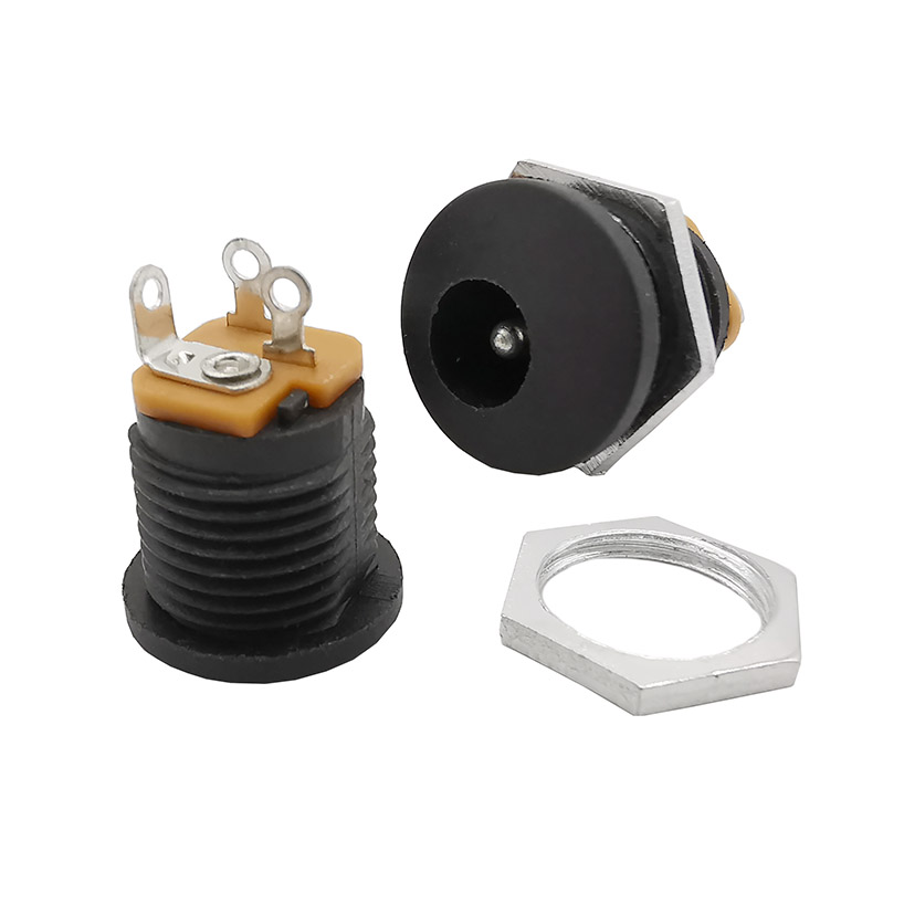 10 Uds (5 pares) 12V 3A 5,5x2,1mm conector macho de alimentación CC toma de corriente CC conector hembra tuerca de tornillo adaptador de montaje en Panel 5,5*2,1mm