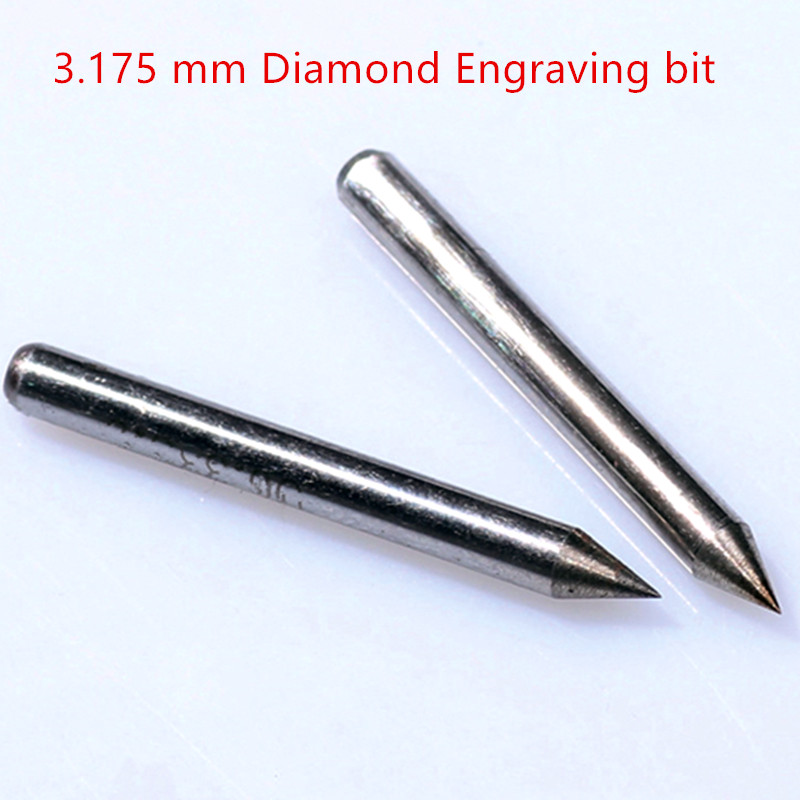3.175 Mm 3Mm Đính Kim Cương Bit Kéo Khắc Cnc Kim Cương Điểm Kim Loại Đính Đá Xay Dụng Cụ Cắt 2 Chiếc