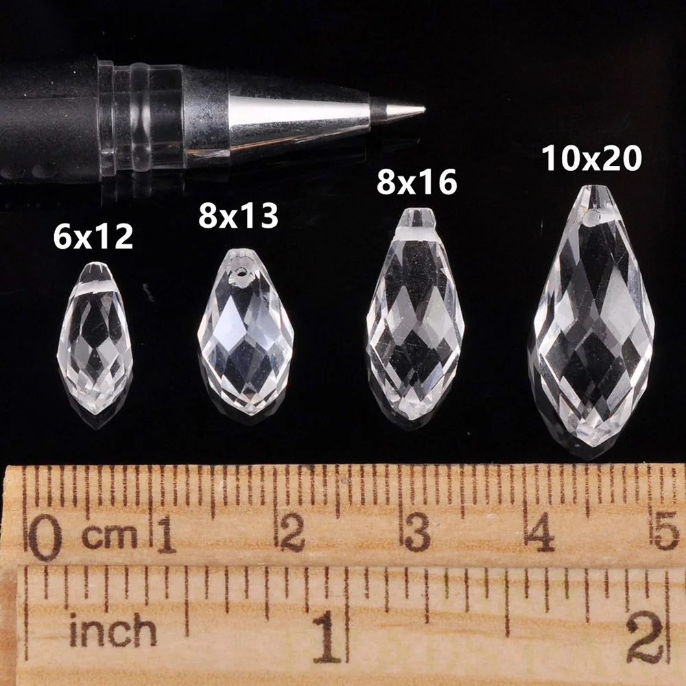 ソリッドカラーティアドロップファセットクリスタルガラス 12 × 6 ミリメートル 16 × 8 ミリメートル 20 × 10 ミリメートルトップドリルペンダントドロップルースビーズジュエリー作成 DIY