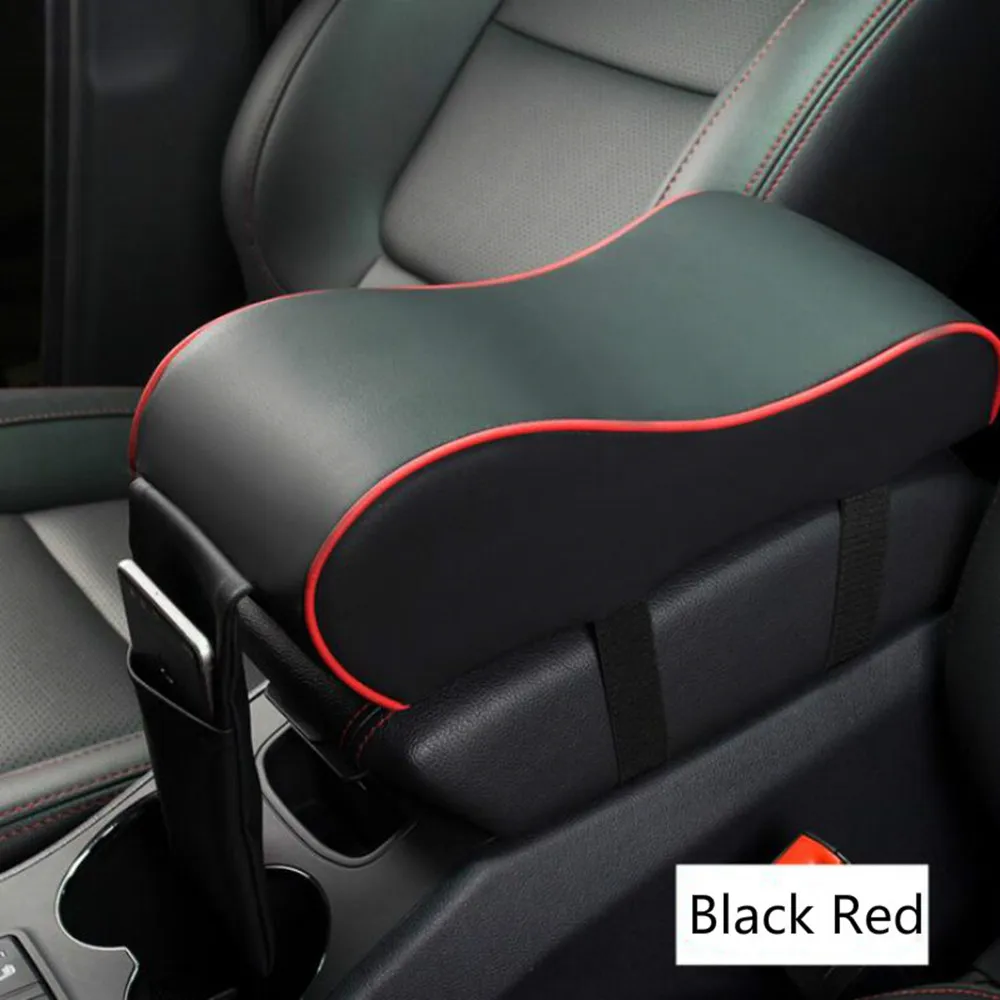 Apoio de braço central de carro de couro almofada macia preto console central do carro braço resto caixa de assento tapete almofada capa protetora do veículo