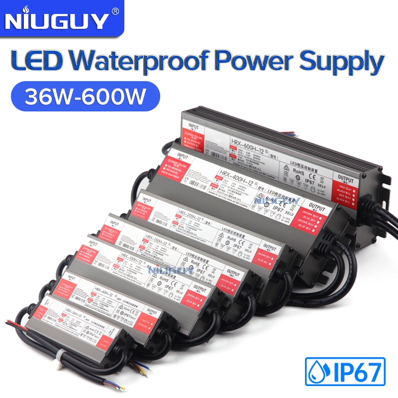 กันน้ํา Transformers AC 220V To DC 12 V 24V LED Driver แหล่งจ่ายไฟ 60W 100W 150W 200W 300W 600W กันน้ํากลางแจ้ง