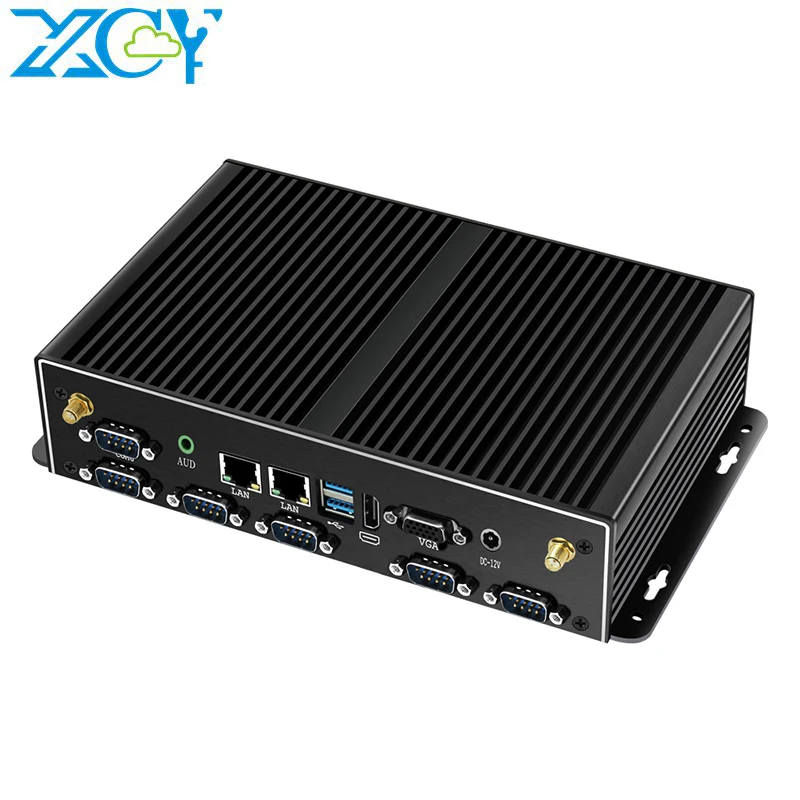 Xcy intel core i7 4500u 5500u mini pc 2 * lan 6 * rs232 4 * usb hdmi vga wifi 3g 4g micro computador industrial embutido windows linux
