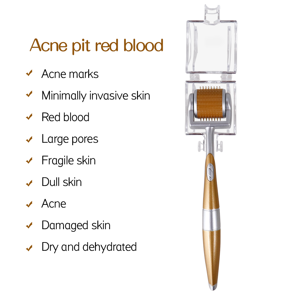 Zgts 192 titânio derma rolo micro agulhas sistema dermaroller mesotherapy para facial 0.2/0.25/0.3mm agulhas comprimento mesoroller