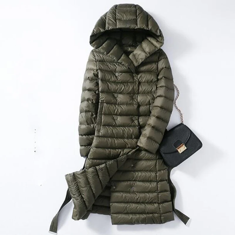 Sedutmo inverno plus size 3xl longo das mulheres jaquetas ultra leve pato para baixo casaco com capuz outono puffer jaqueta ed226