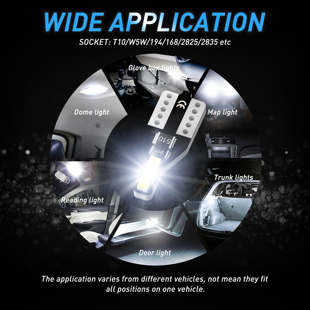 AUXITO 10 Chiếc Xe Hơi Ô Tô Trang Trí Nội Thất T10 168 2825 194 Bóng Đèn LED 6000K W5W LED Đèn Tự Động 12V Dành Cho Xe Toyota Corolla 150 Camry 40 CHR