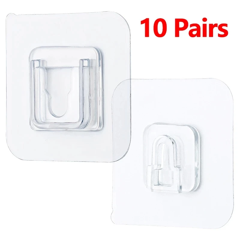 10PCS สายคลิปกาวสองด้าน Hooks แขวนผนัง Strong ดูดถ้วย Wall สําหรับห้องครัว