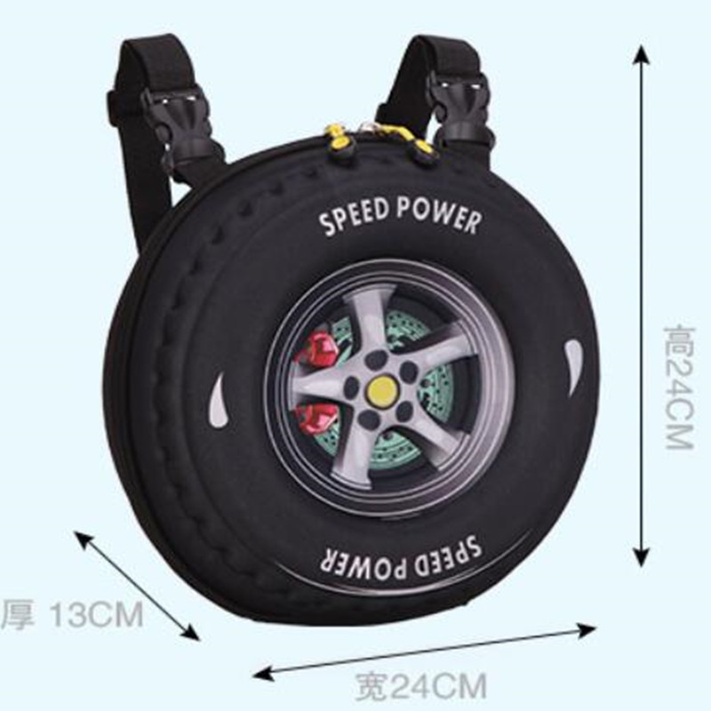 Personality Creative 3D Tire Bag New Children's Cartoon Backpack Cute Wheel Kids Bag Diagonal Package 20161115 24X13X24cm