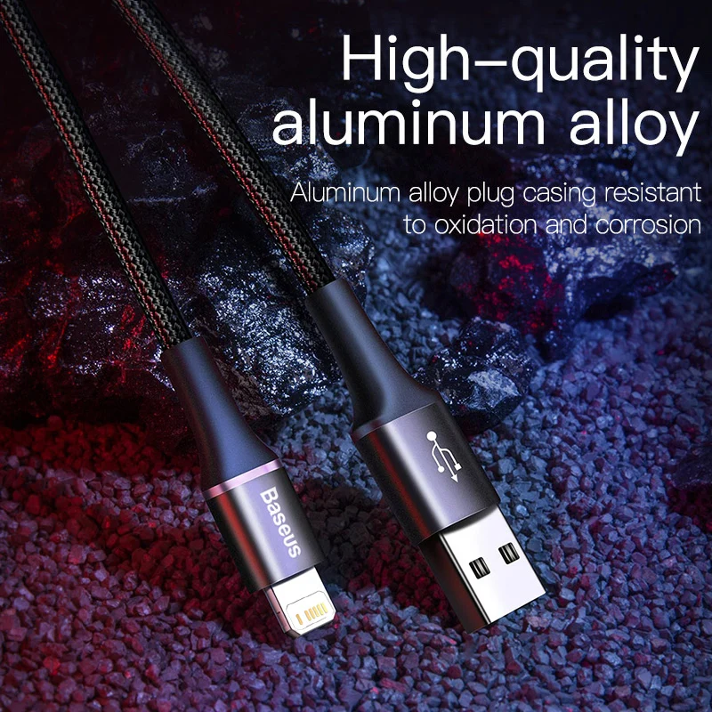 Baseus-Cable USB de carga rápida para iPhone, cargador de datos de 18W, iluminación, para iPad, 6, 6s, 7, 7s, 8, 8s 8 Plus, 11, 12, 13 Pro, XS, Max, X, XR
