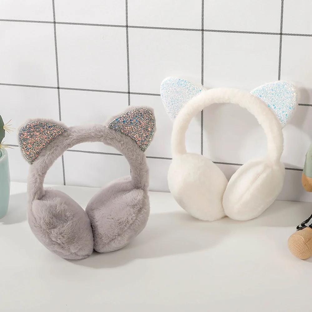 Mèo Thời Trang Bịt Tai Bịt Tai Sáng Bóng Đầm Mềm Earflaps Dây Đội Đầu Dành Cho Trẻ Em Bé Trai Bé Gái Unisex Vintage Tai-Bộ Đội Mùa Đông ngoài Trời