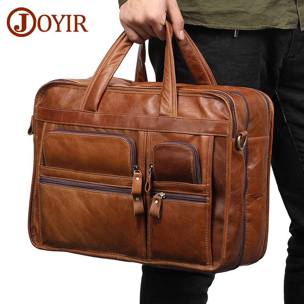 Joyir Echt Leer Mannen 'Aktetas Laptop Casual Business Tassen Schouder Crossbody Tas Mannen Handtassen Grote Reizen tas