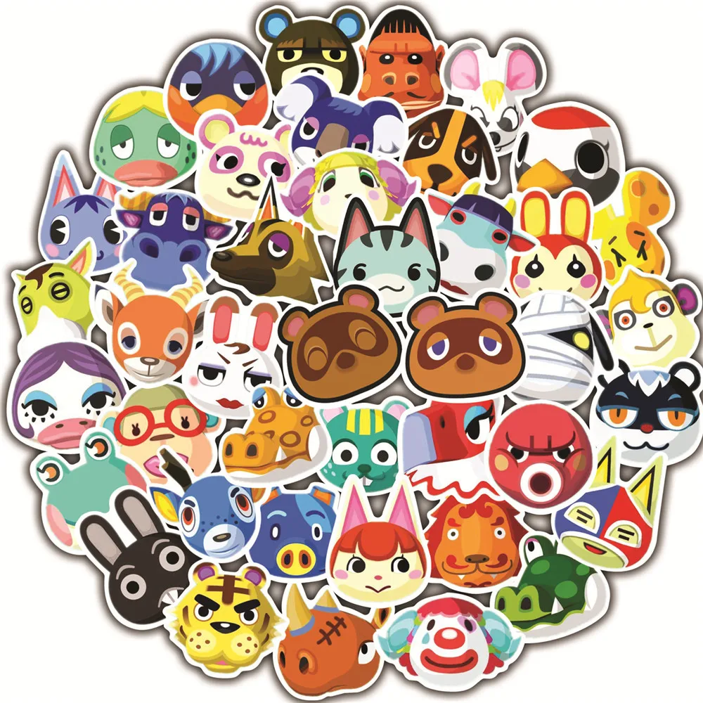 10/30/50 Uds divertido juego Animal Crossing pegatinas impermeables calcomanías motocicleta equipaje guitarra monopatín pegatina clásica de dibujos animados