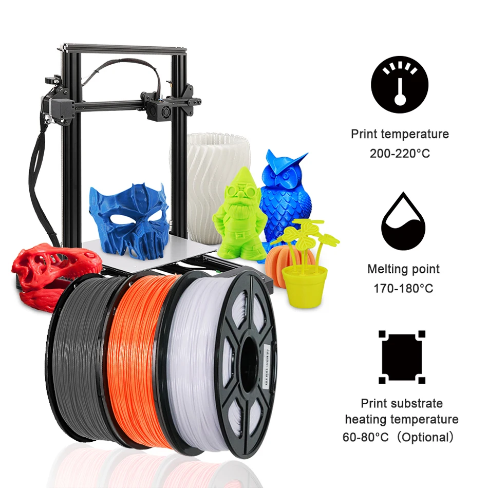 SUNLU PLA PETG PLA Plus Filaments 10 Rolls 3D Filament 1KG/roll 1.75mm 100% Filament Lines Neatly For 3D Printing From EU US