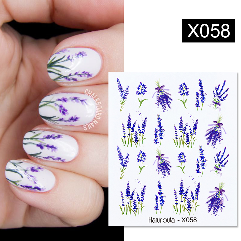 Harunouta Waves Nail Water Decals Transfer Small Flower Leaves Marble Snake Spring Summer Nail Art Stickers Manicure Nail Decals