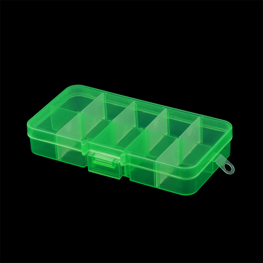 Caja de joyería de almacenamiento de plástico con 10 ranuras, contenedor ajustable para cuentas, pendientes, caja rectangular de joyería, 12 colores