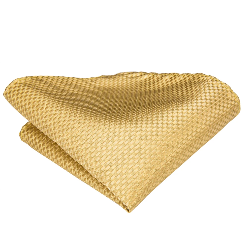 Hi-Tie – cravates en soie jaune or massif pour hommes, ensemble de boutons de manchette pratiques, cadeau à la mode pour hommes, cravate d'affaires de mariage