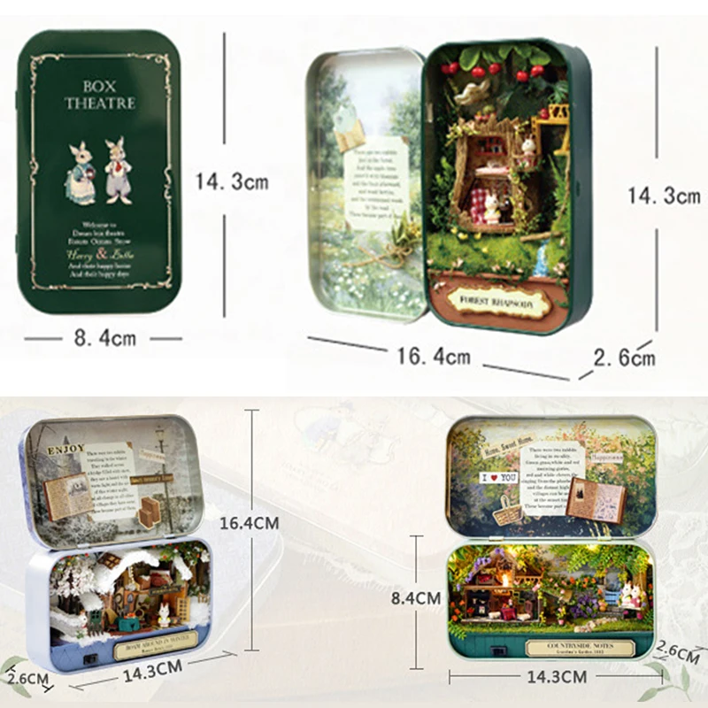 โรงละครกล่องบ้านตุ๊กตาไม้บ้านตุ๊กตา Miniature Home Nostalgic Theme ตุ๊กตาเฟอร์นิเจอร์อุปกรณ์เสริมของเล่นสําหรับเด็ก