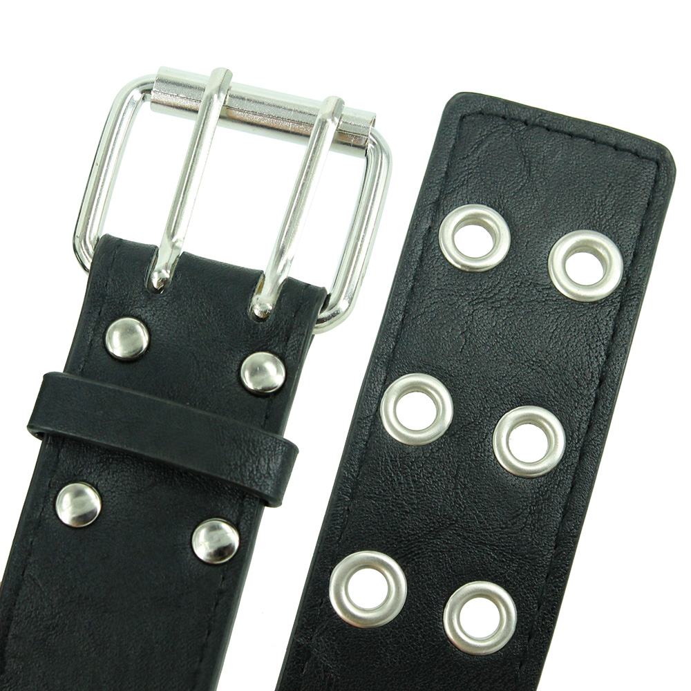 Cinturón de cadena Punk para mujer, cinturón ajustable negro con ojal doble, hebilla de Metal, pretina de cuero fresco para pantalones vaqueros