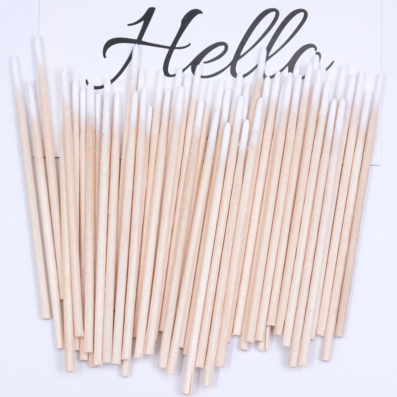 ขายส่ง 100/ 300 PCS ไม้ Eyebrow Eyeline Cotton Swab Lip GLOSS Swabs ทําความสะอาด Banboo Sticks Eyelash EXTENSION Applicators