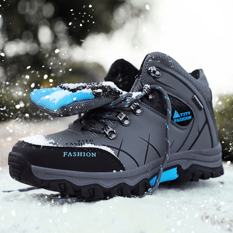 Marke Männer Winter Schnee Stiefel Wasserdichte Leder Turnschuhe Super Warm herren Stiefel Outdoor Männlichen Wanderschuhe Arbeit Schuhe Größe 39-47