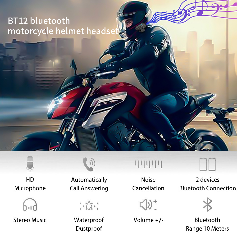 Zestaw słuchawkowy Bluetooth do kasku motocyklowego Słuchawki Bezprzewodowy zestaw głośnomówiący do roweru Stereofoniczne słuchawki douszne Redukcja szumów z mikrofonem