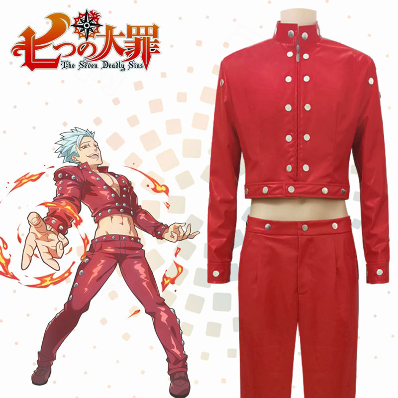 Kostum Cosplay Anime The Seven Deadly Sins Ban Kostum Kulit PU Kostum Pesta Tujuh Dosa Mematikan Kostum Halloween Dewasa