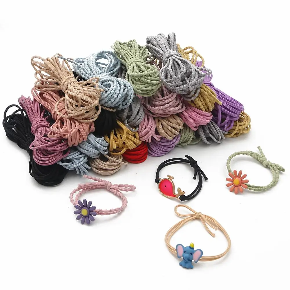Conector Elástico de Borracha para DIY, Ferramenta de Cabeleireiro Preto e Branco, Colar Fivelas, Faixa de Cabelo, Tie Circle, Arco Fazer Jóias