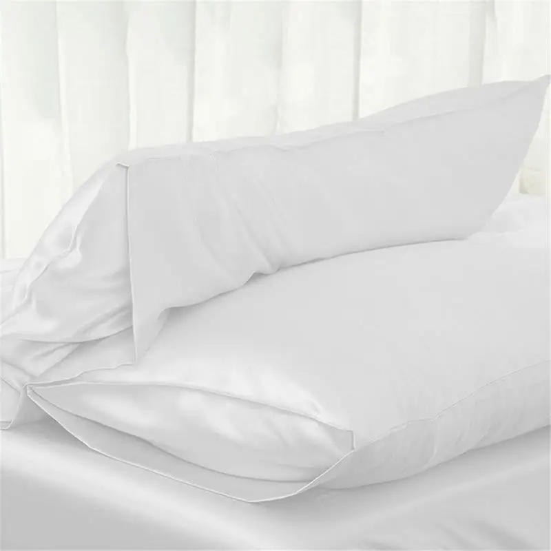 Nữ Hoàng/Vua Lụa Satin Gối Chăn Ga Áo Gối Mịn Nhà Trắng Đen Xám Xanh Da Trời Hồng Bạc