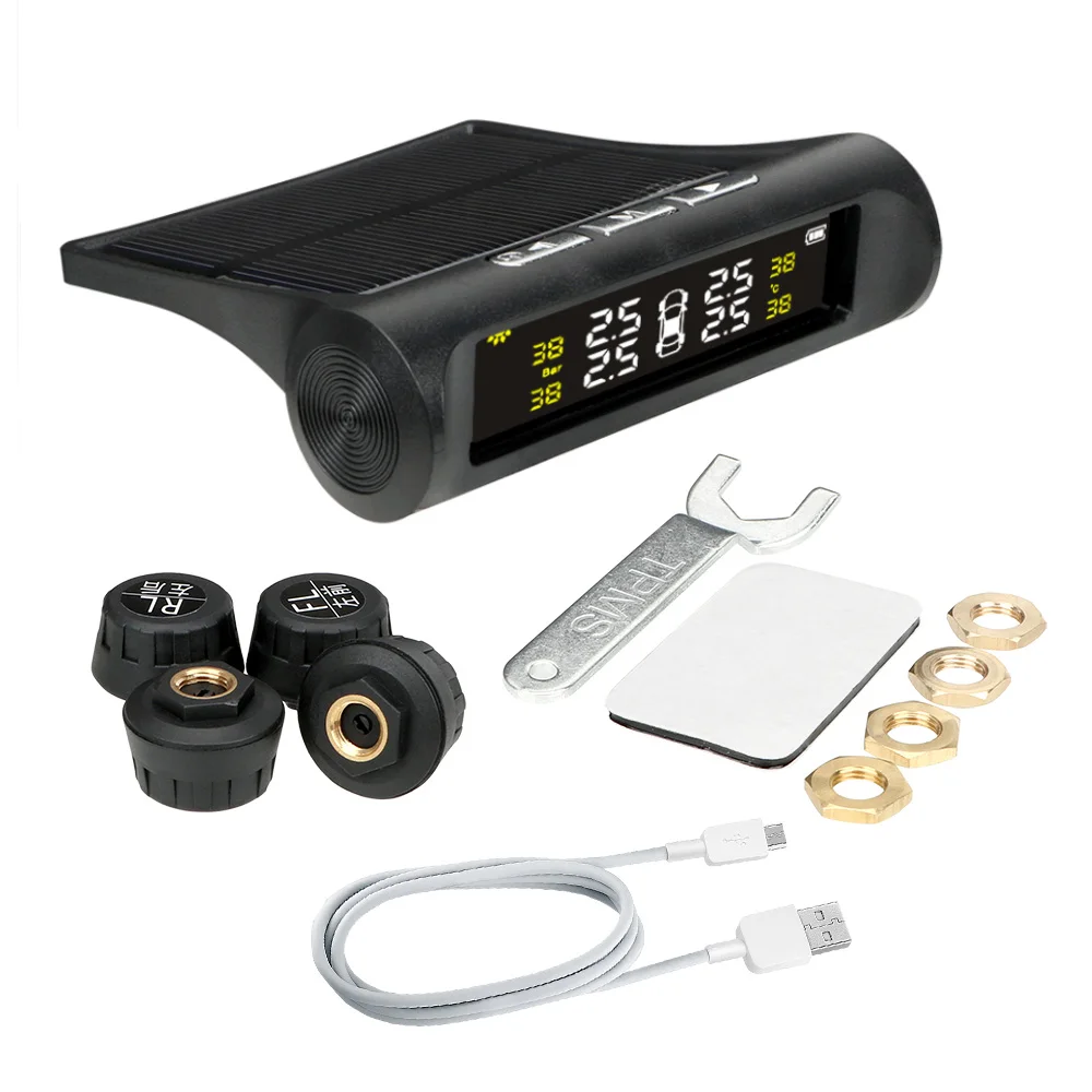 4 センサー車 TPMS タイヤ空気圧監視システム太陽光発電デジタル LCD ディスプレイ自動セキュリティ警報テスター自動車テスト