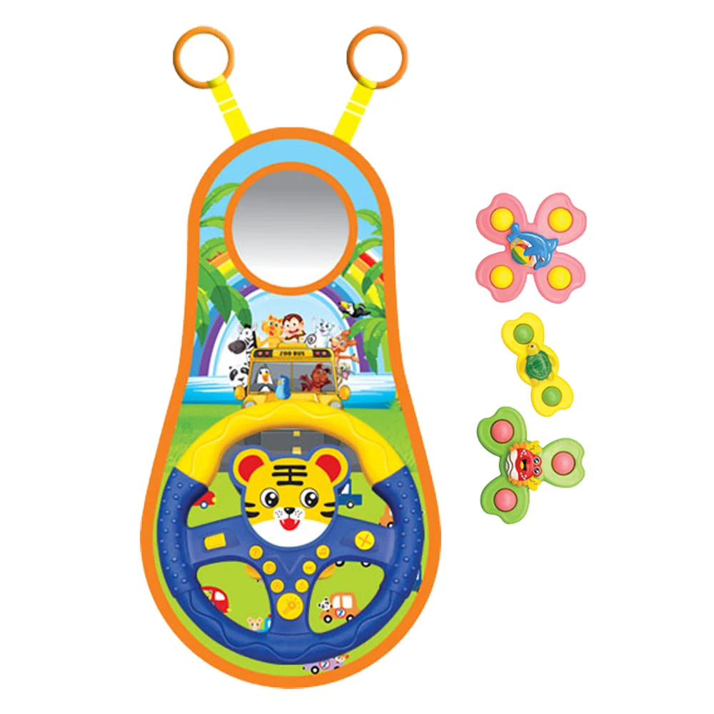 Simulação Animal Modelo de volante, carro de brinquedo sonoro, copilotos com base, educação infantil, brinquedos musicais, presente para crianças