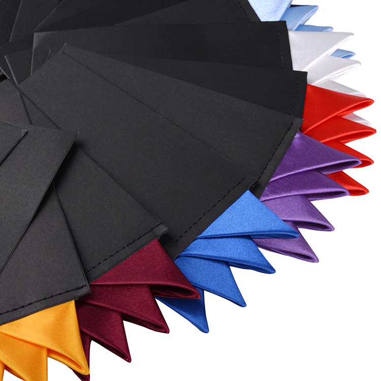 Men 'S Pre-พับ Pocket Square ลูกอมสีผ้าไหมผ้าเช็ดหน้างานแต่งงานอย่างเป็นทางการธุรกิจหน้าอกผ้าเช็ดตัว Hanky สีดำสีขาวสีแดง