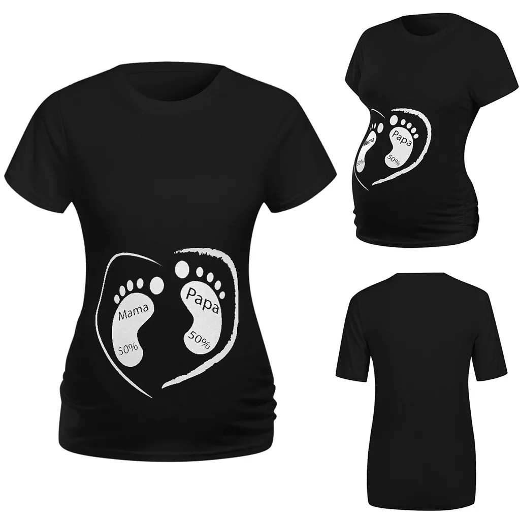 임산부 출산 옷 반팔 만화 프린트 탑 임신 T 셔츠 모유 수유 의류 Ropa Maternity Tshirt