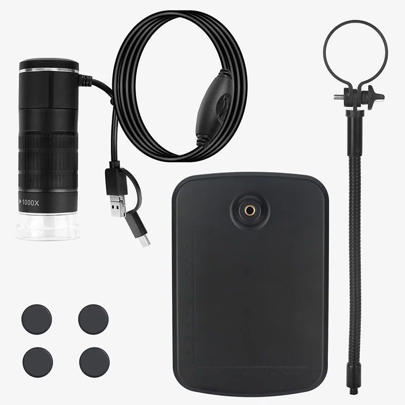 1000X 3 в 1 USB цифровой микроскоп Type-C электронный микроскоп камера 8 светодиодная лупа регулируемое увеличение с подставкой