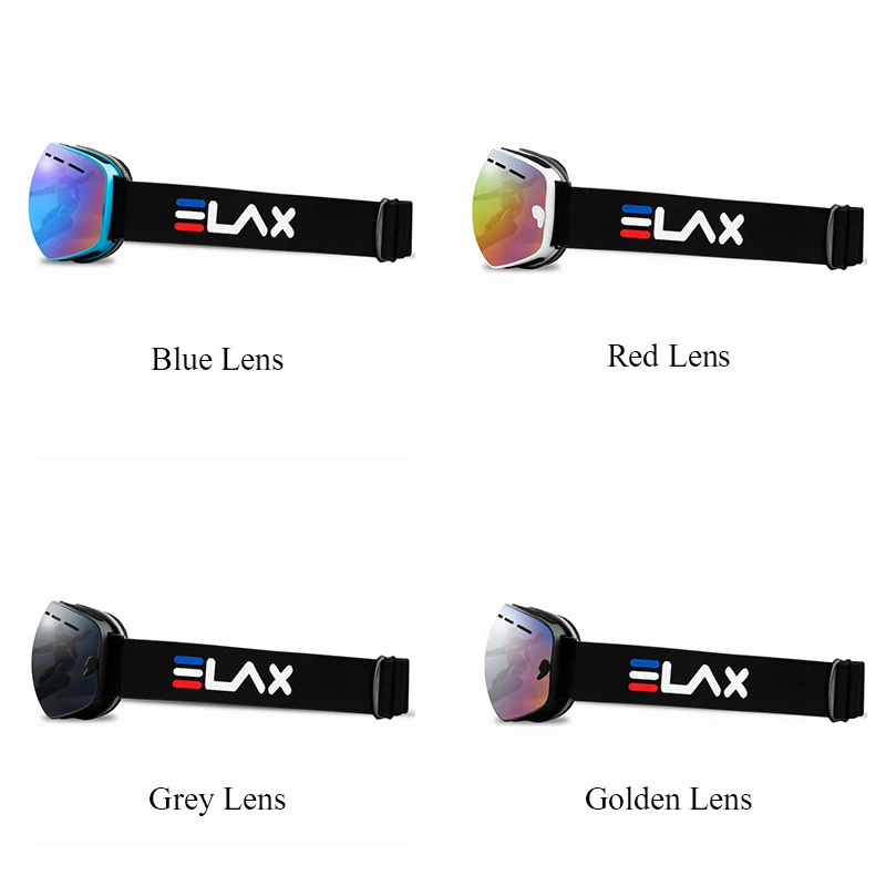 ELAX ยี่ห้อใหม่คู่ชั้น Anti-FOG แว่นตาสกีหิมะสโนว์บอร์ดแว่นตา Snowmobile แว่นตากีฬากลางแจ้ง Googles