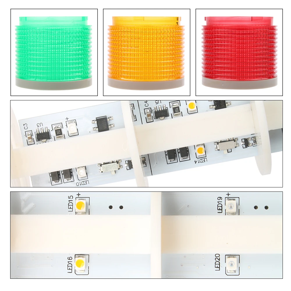 Xoay Được 180 Ngăn Xếp Ánh Sáng Đèn LED Báo Động Cảnh Báo Công Nghiệp Cho Máy CNC 12V 24V AC 110V 220V Ổn Định Ánh Sáng Nhấp Nháy