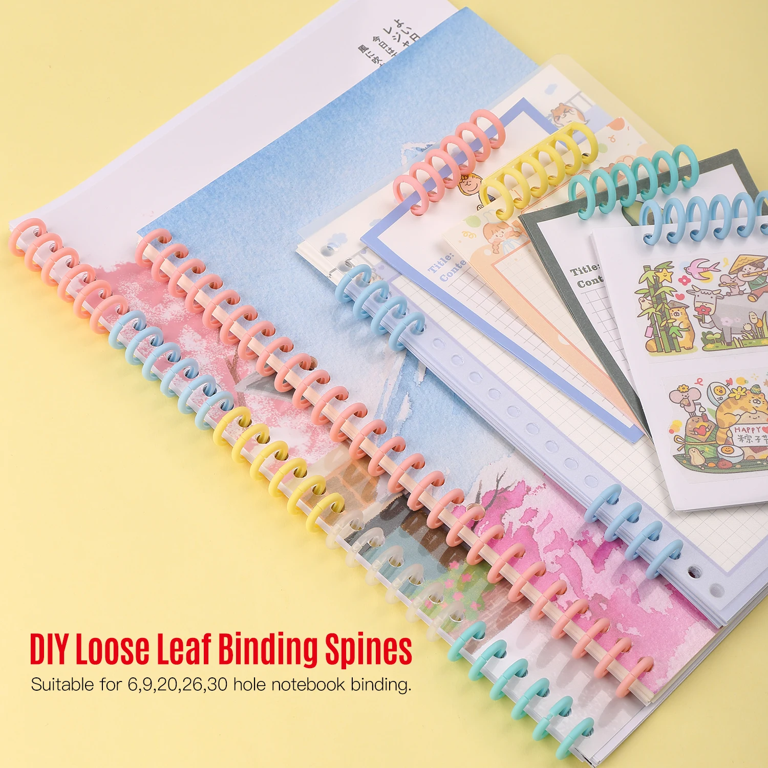 KW-trio 10pcs Plastic 30-Hole Loose Leaf Binders Ring Binding Spines Combs 85 Sheets Capacity for DIY Paper Notebook Album