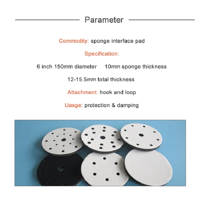 13 Types 2 Pcs 6Inch 150mm Sponge Interface Pad Hook&Loop for Sanding Pad Abrasive tools Accessories For Metal Wood and Repair
