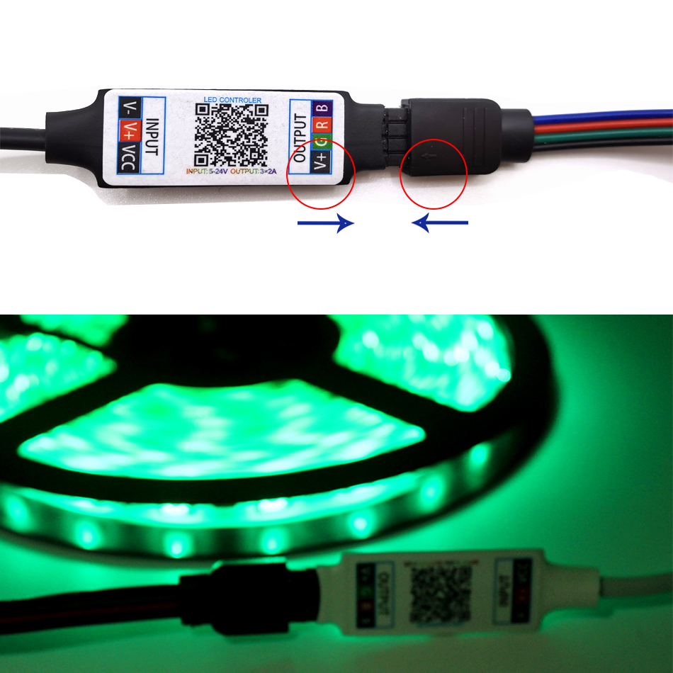 Mini controlador RGB compatible con Bluetooth DC 5V 12V 24V música BT controlador de aplicación inteligente control de tira de luz para tira de LED RGB