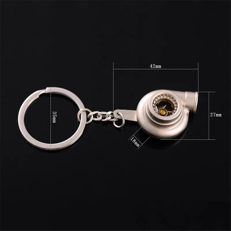 Mini Turbo Turbocharger พวงกุญแจ Spinning Turbine Key Chain แหวนพวงกุญแจ Keyfob พวงกุญแจรถอุปกรณ์ตกแต่งภายในรถยนต์