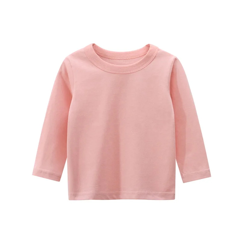 7 色子供の Tシャツ綿長袖無地ベースコートレジャーウェア男の子女の子トップス子供服