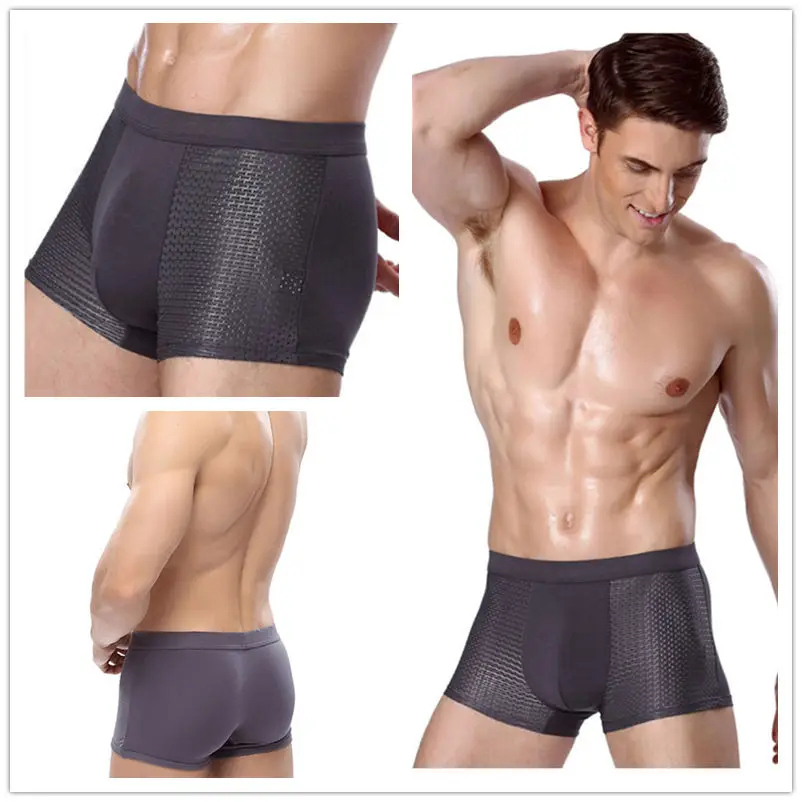 4 ピース/ロットメンズパンティー男性パンツ男パックショーツボクサー下着スリップオム Calzoncillos 竹穴大サイズ 5XL6XL7XL