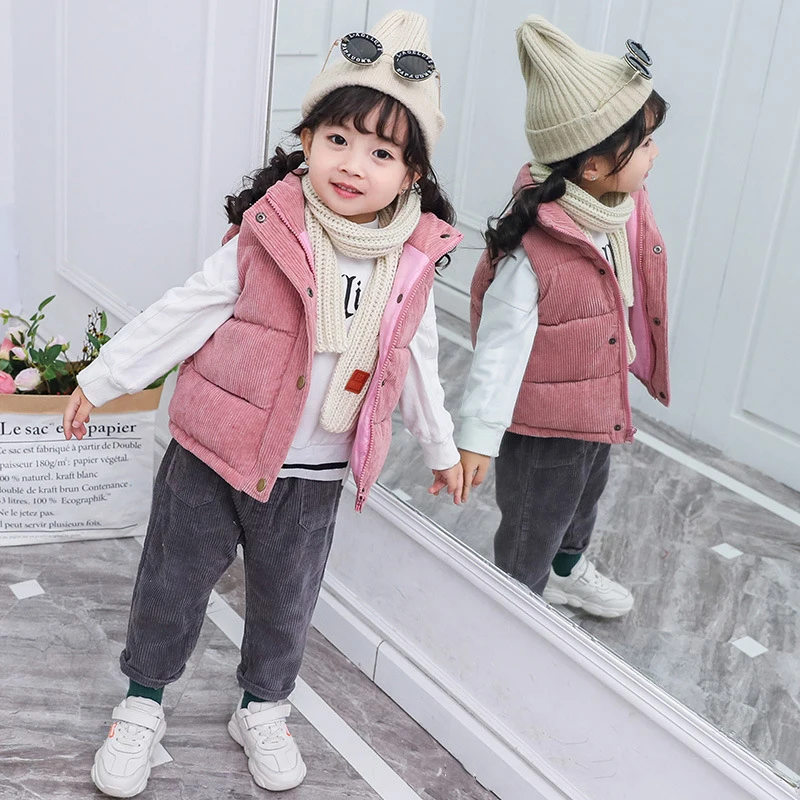 Bambini invernali Addensare Gilet Moda Capispalla caldo per ragazze Ragazzi Giacche Cappotto di velluto a coste Autunno Bambini Giacche di cotone Gilet di cotone