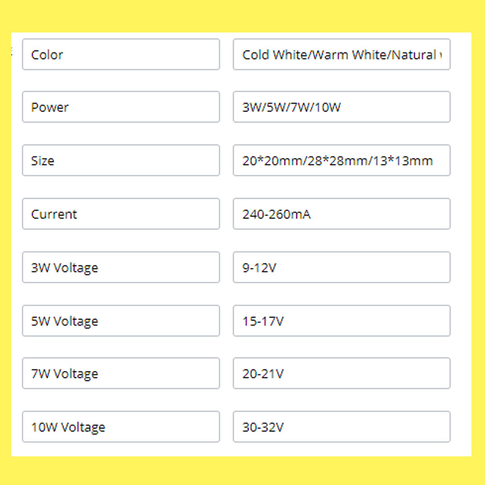 10 stücke 3w 5w 7w 10w led quelle chip hohe leistung led cob seite 11mm oder 20mm glühbirne licht lampe scheinwerfer down light lampen weiß